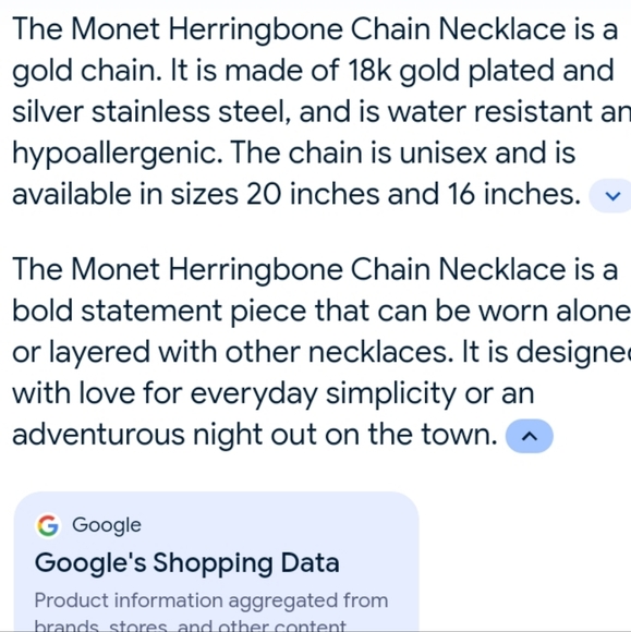 Vintage Monet EUC 16" 18K Gold Plated Herringbone Chain Necklace - Picture 11 of 11